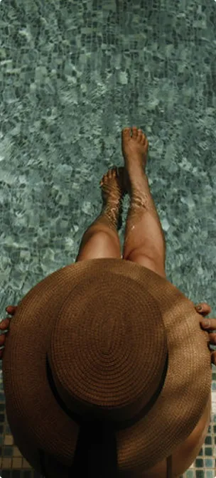 Sitting by pool
